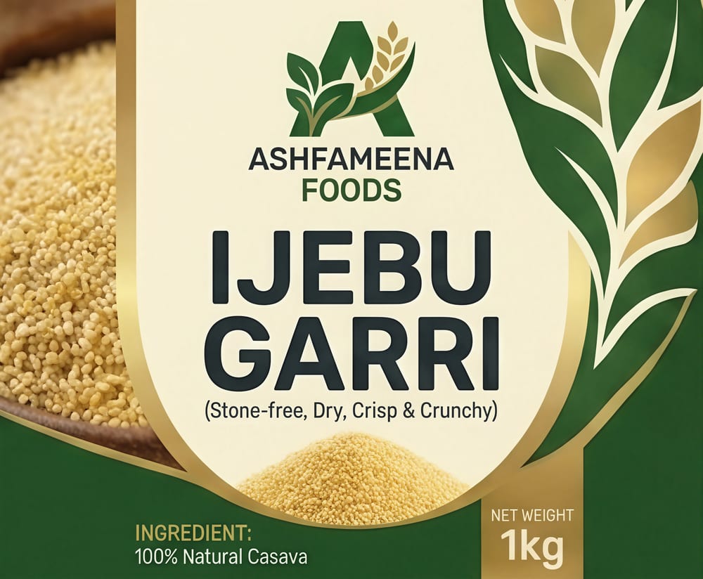 Ashfameena Ijebu garri in a 1kg jar